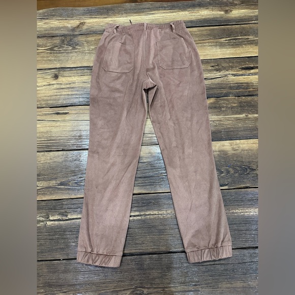 Sepia Brown Tribal Vegan Leather Set Biker Moto Jacket M Pull On Pants S - Picture 10 of 13